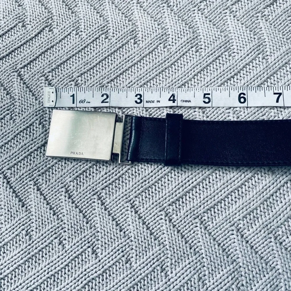 Prada black leather belt with silver buckle - Picture 7 of 10